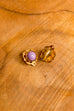 kleine 60s Ohrclips lila gold rund 50er 60er 70er Abendmode Accessoires Disco gold lila Ohrschmuck real-disco real-rockabilly Rockabilly Schlager Schmuck Sekretärin Special vintageberlin.de
