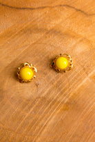 kleine 60s Ohrclips gelb gold floral