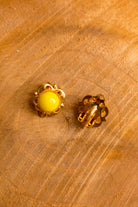 kleine 60s Ohrclips gelb gold floral