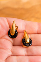 80er Jahre Ohrclips schwarz gold