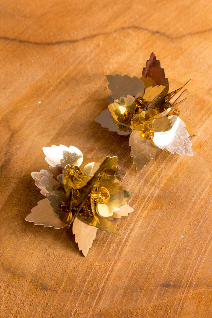 Vintage Ohrclips gold Blätter