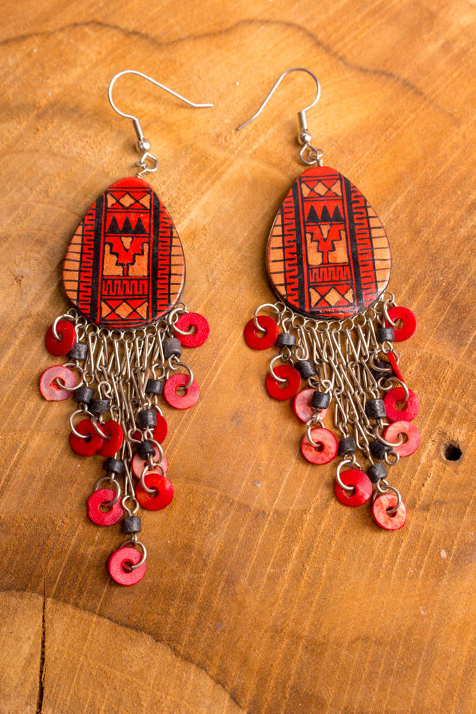 Vintage Ohrhänger silber rot Muster Default Title 90er Accessoires Boho boho-wedding bunt Hippie Ohrschmuck rot Schmuck silber Special vintageberlin.de