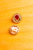 Vintage Ohr Clips bunt gold Emaille