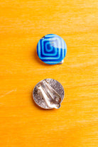 Vintage 60s Ohr Clips blau Muster