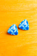 Vintage 60s Ohr Clips blau Dreieck