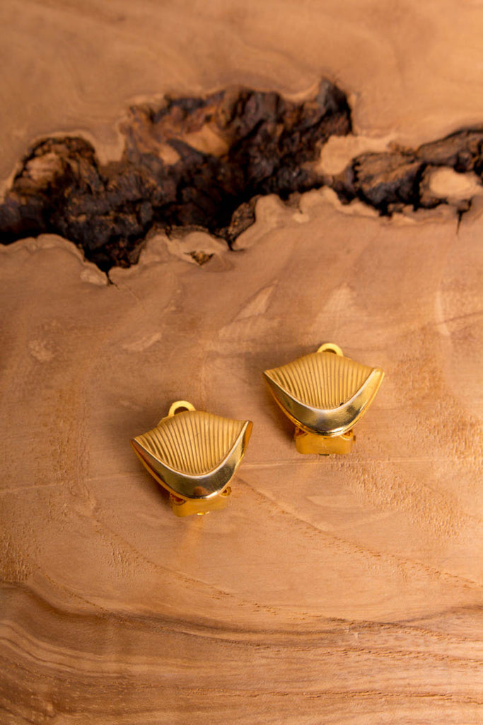 Vintage Clips gold Harfe Default Title 70er 80er Abendmode Accessoires Disco gold Ohrschmuck Rockabilly Schmuck Sekretärin Unisize vintageberlin.de