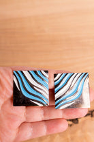 Vintage Clips silber blau Quadrat