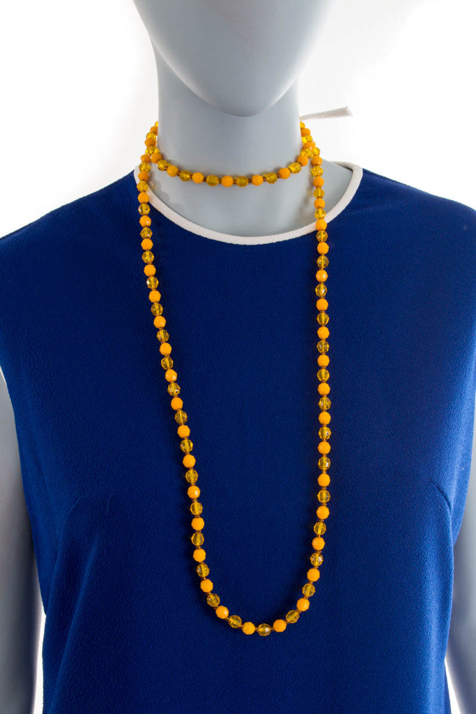 60er Jahre Perlenkette orange gelb 60er 70er Accessoires Disco gelb Halsschmuck orange real-disco real_disco Schlager Schmuck Unisize vintageberlin.de