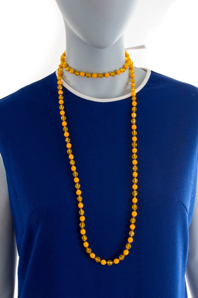 60er Jahre Perlenkette orange gelb