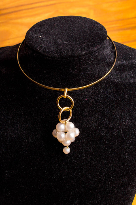 Vintage Halsreif gold+Perlen Default Title 60er 70er Abendmode Accessoires Boho boho-wedding Disco gold Halsschmuck Hippie Hochzeit real-boho real-schlager Schlager Schmuck Special Unisize vintageberlin.de