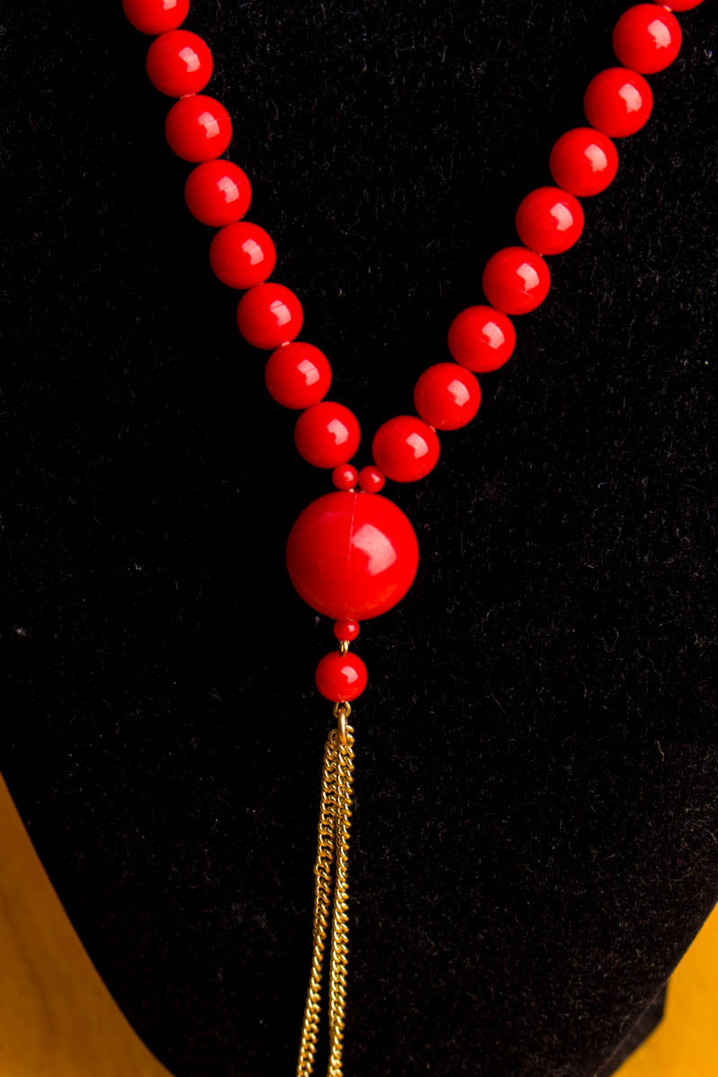 Vintage Halskette rot Perlen