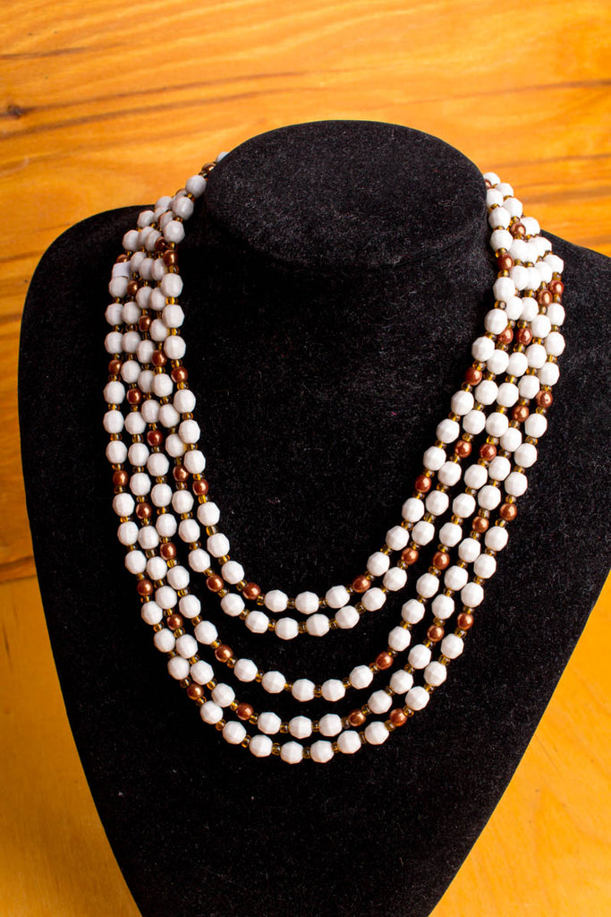 Vintage Collier weiß+kupfer Default Title 60er 70er Abendmode Accessoires Boho braun Disco Halsschmuck Rockabilly Schmuck Special Unisize weiß vintageberlin.de