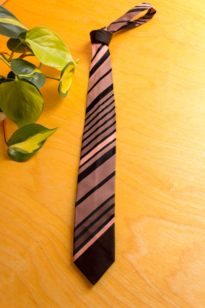 60s Krawatte braun-rosa schmal