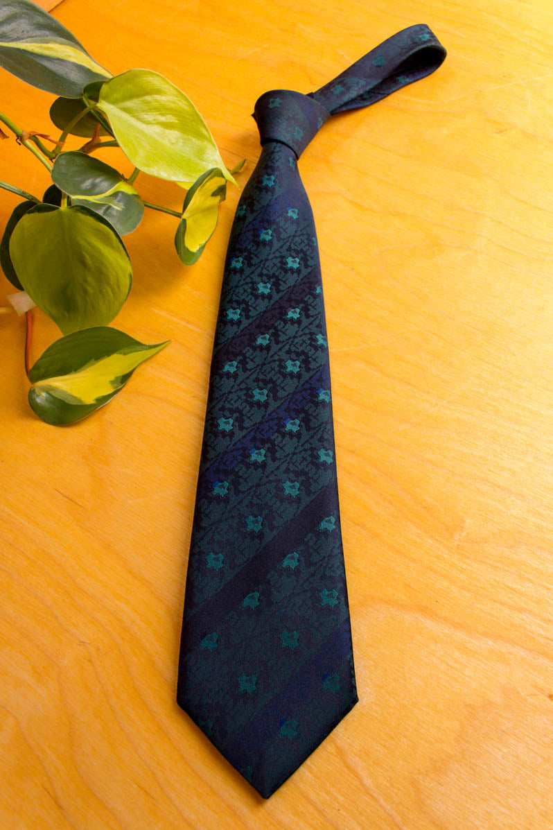 80s Krawatte grün-blau