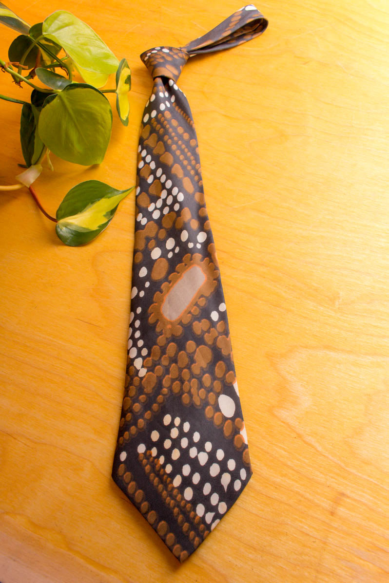 60s Krawatte braun Amöben