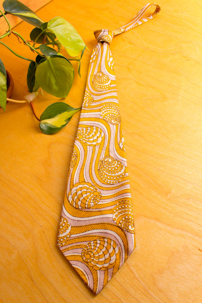 60s Krawatte breit gelb Muster