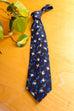 80er Seide Krawatte blau Blumen
