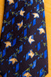 80er Seide Krawatte blau Blumen