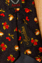 70er Jahre Schlips schwarz Seide Blumen