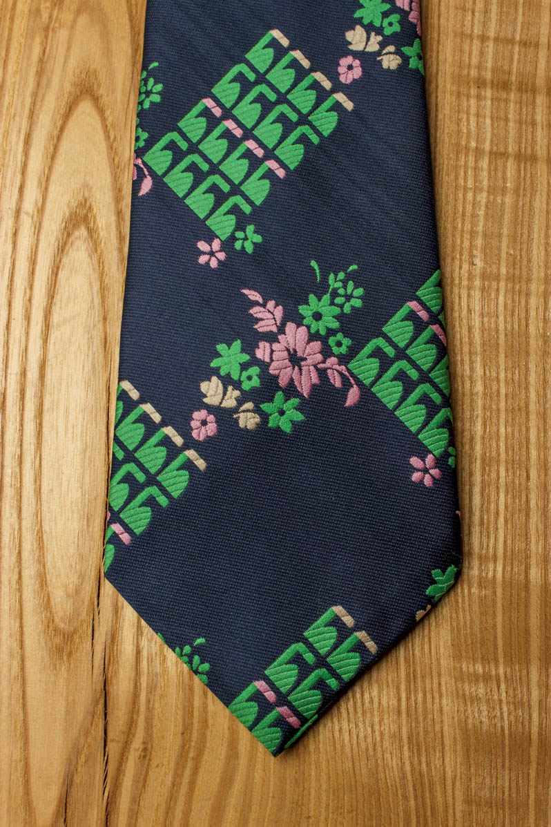 60s Krawatte breit blau rosa grün