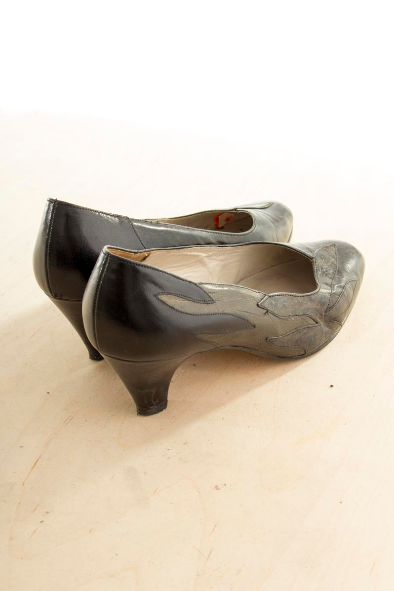 elegante Vintage Pumps schwarz gold