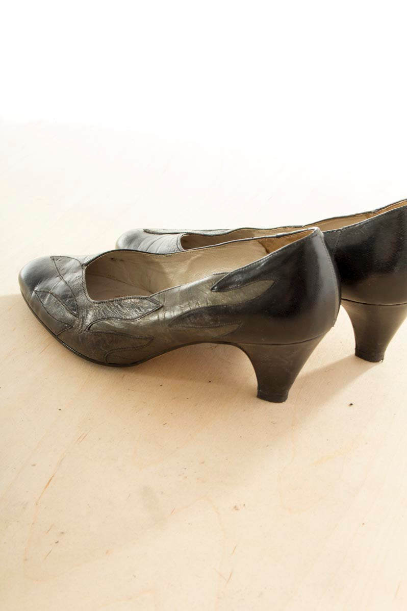 elegante Vintage Pumps schwarz gold