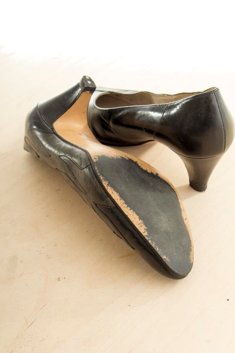 elegante Vintage Pumps schwarz gold