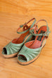 Vintage Keilabsatz Sandalen grün