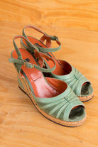 Vintage Keilabsatz Sandalen grün