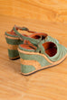 Vintage Keilabsatz Sandalen grün