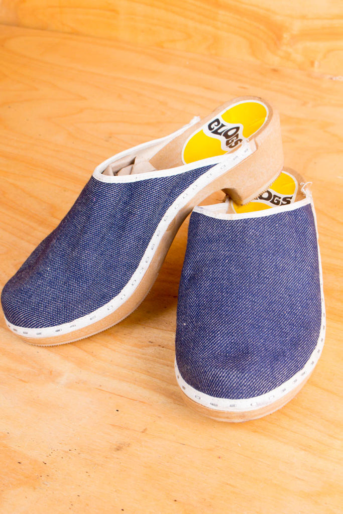 70er Jahre Clogs blau