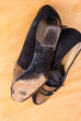Vintage Ballerina Nieten 36 37 80er 90er Accessoires gold Rockabilly Schuhe schwarz Sekretärin vintageberlin.de