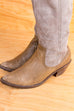 Vintage Slouch Stiefel Leder 38 90er Frau grau Rockabilly Schuhe vintageberlin.de