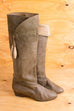 Vintage Stiefel schilf Leder 39 80er beige Boho braun Disco Frau grün Rockabilly Schuhe Special vintageberlin.de