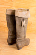 Vintage Stiefel schilf Leder 39 80er beige Boho braun Disco Frau grün Rockabilly Schuhe Special vintageberlin.de