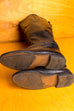 Vintage Leder Stiefel schwarz flach