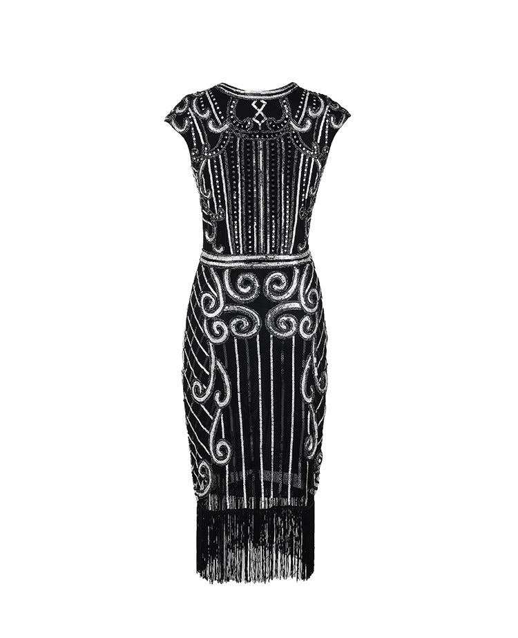 20er Jahre Charleston Kleid schwarz silber