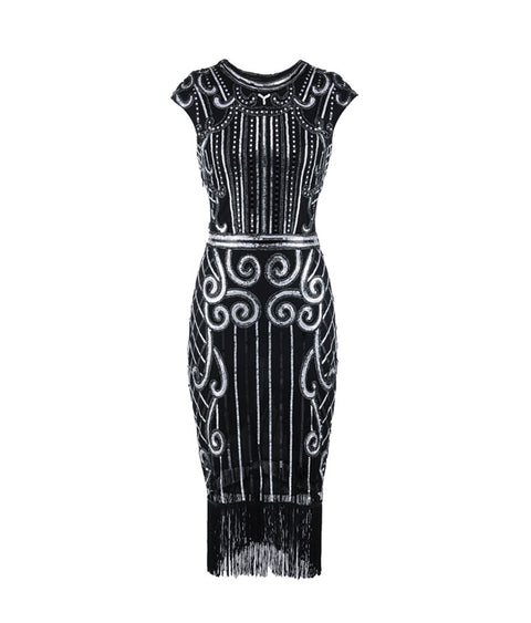 20er Jahre Charleston Kleid schwarz silber