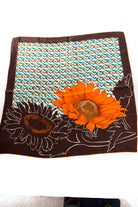 Vintage Tuch braun Blumen Seide