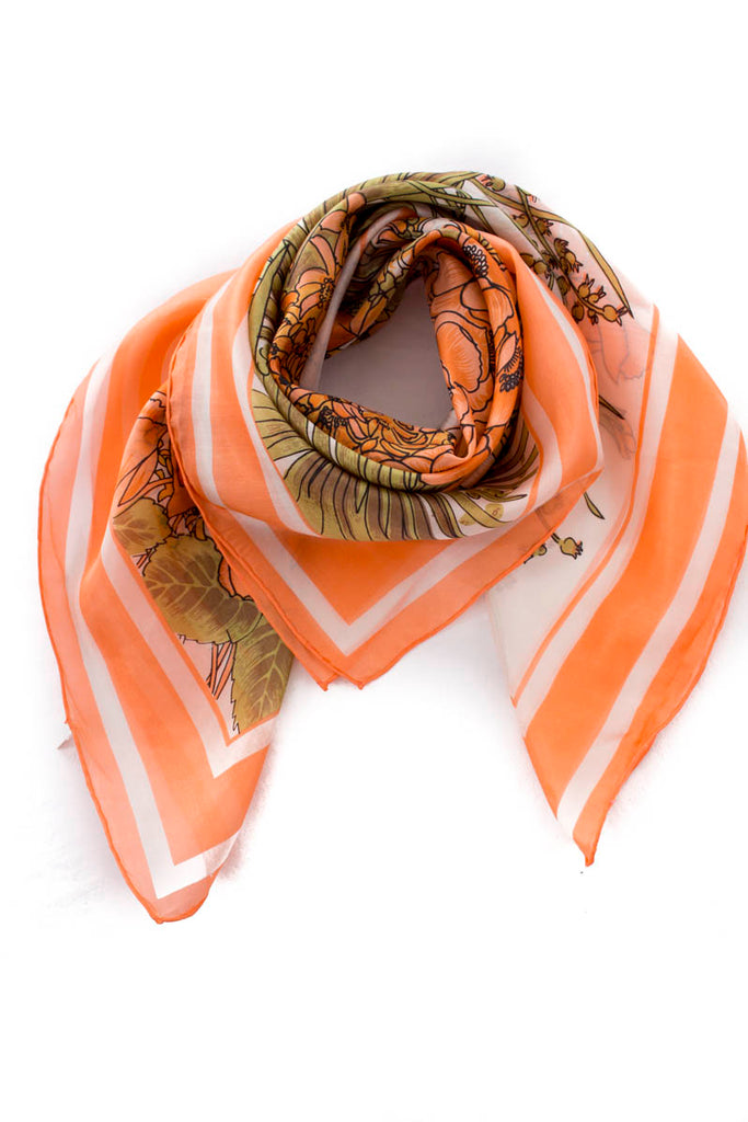 Vintage Tuch zarte Blumen Seide