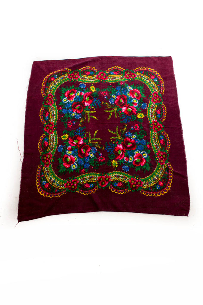 Vintage Tuch weinrot bunt Glitzer